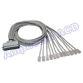 Cat3 25 Pair Amphenol Telco Breakout Cable 180 Degree 50 Pin